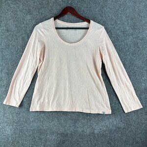 Eddie Bauer Top Womens PS Orange Cotton Knit Tee Long Sleeve Pullover Logo